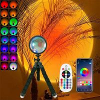 Yijinsky New LED Sunset Projection Lamp 16 Colors Changing  Bluetooth with APP Remote Control Nght Light for Home Dec Christmas Night Lights