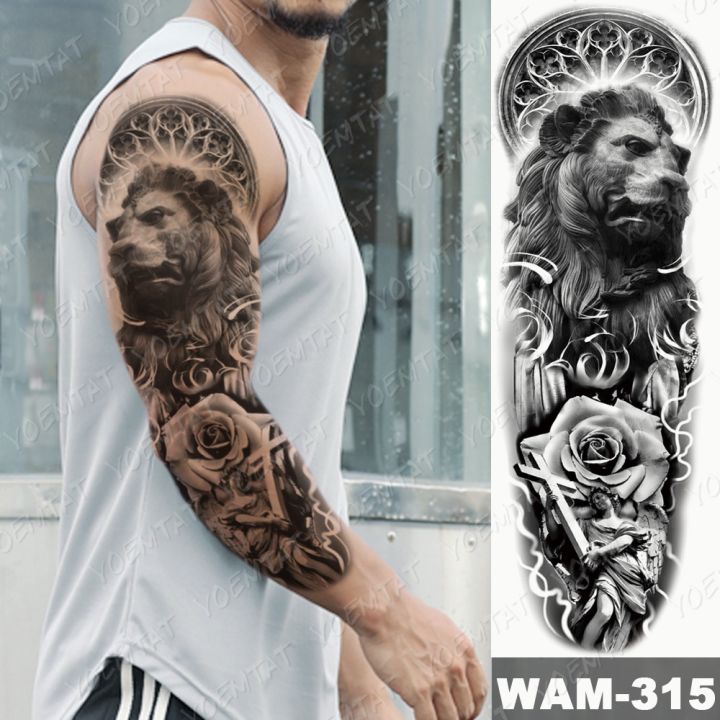 hot-dt-large-arm-sleeve-tiger-wolf-temporary-tatto-sticker-fake-tatoo-men