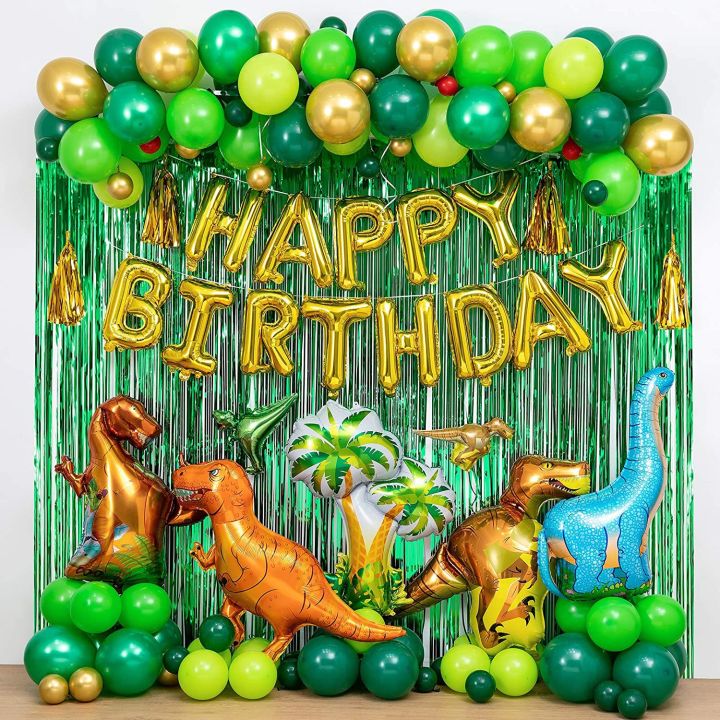 117ชิ้น-เซ็ตการ์ตูน-amazon-ภาพวาดป่าฝนไดโนเสาร์ธีมลูกโป่งยางอลูมิเนียมฟิล์มชุดลูกโป่ง-happy-ธงประดับวันเกิด-party-ตกแต่งบ้านเด็กของขวัญวันเกิดของเล่นสำหรับชาย