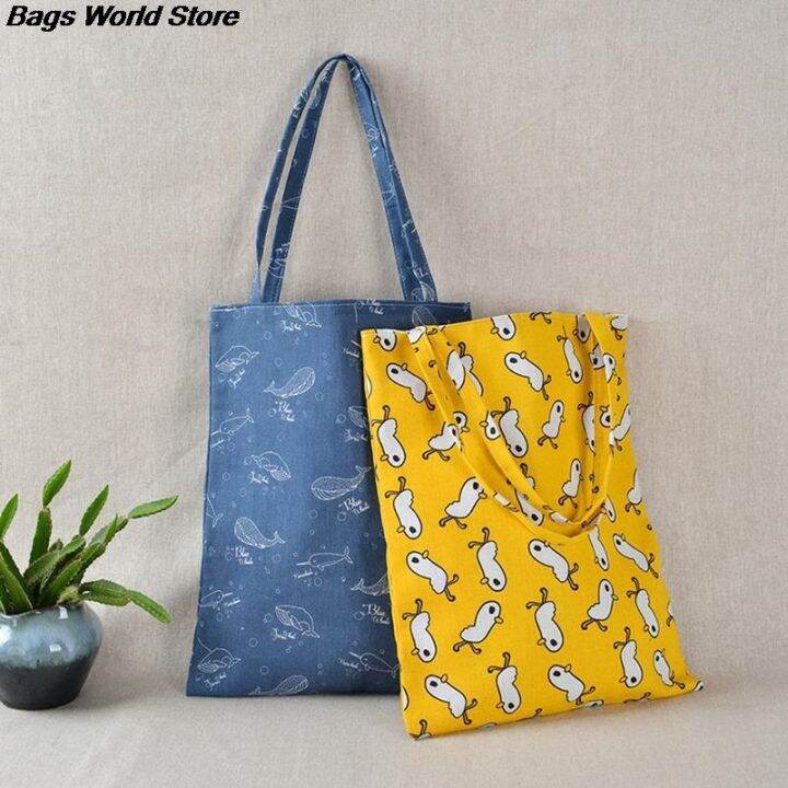 cw-1pc-print-reusable-shopping-canvas-tote-shopper-shoulder-beach-handbag