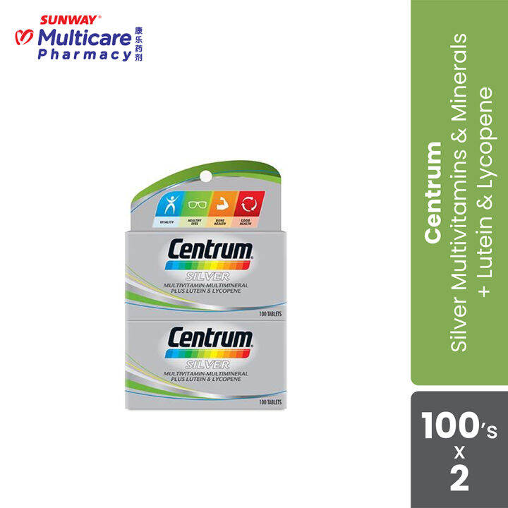 Centrum Silver Multivitamins & Minerals + Lutein & Lycopene Tablet 100
