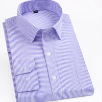 Men Work Shirts Regular Fit Long Sleeve Casual Dress formal Shirt Man Striped Clothing With Front Pocket