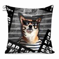 （ALL IN STOCK XZX）Bad Dog Fun Camo Pet Latest Pillow Case Polyester Decoration Sofa Throwing Pillow Case Style-1   (Double sided printing with free customization of patterns)