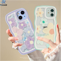 เคส Rixuan OPPO A58 A38 A96 A78 A57 A17 A17K A77S A12 A55 A16K A95 A53 A76ดอกไม้สีขาว A94 A16E A9 F11แบบใหม่ย้อนยุคสีม่วงฝาครอบเคสโทรศัพท์ TPU แบบน่มขอบลอน