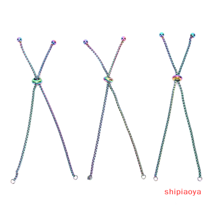 shipiaoya-ชุด3ชิ้นโซ่เลื่อนสแตนเลสปรับได้กำไลข้อมือทำเครื่องประดับ-diy