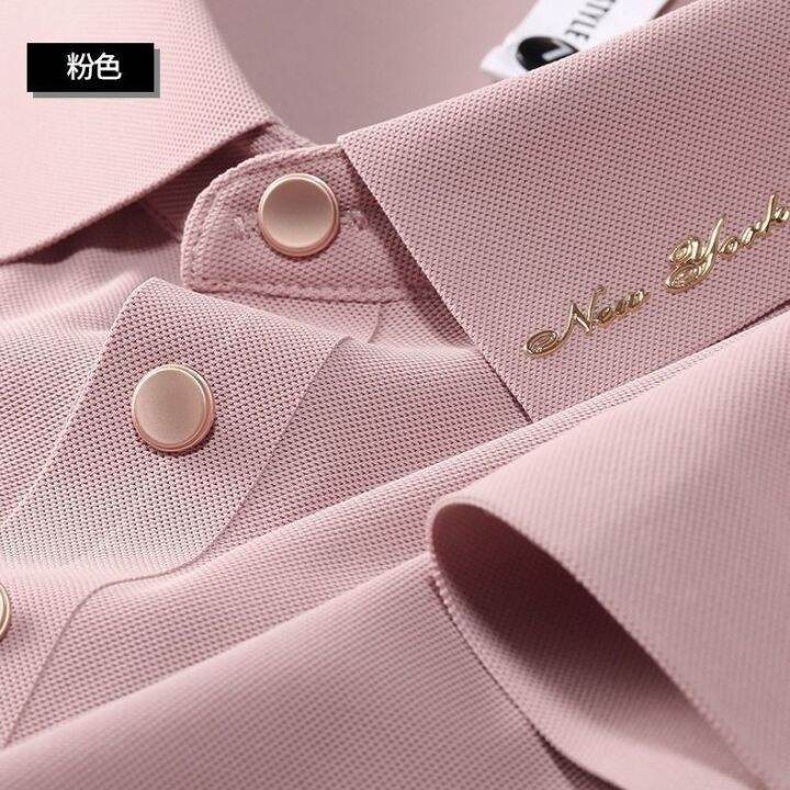 original-light-luxury-summer-seamless-embossed-ice-silk-polo-shirt-mens-short-sleeved-slim-fashion-bronzing-letter-lapel-t-shirt