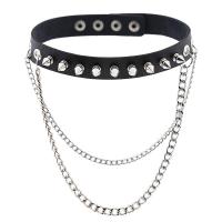 ⭐ขายดีสุดฮ็อต⭐ผู้ชายผู้หญิงหนามจี้หมุดโซ่ Punk โกธิคสร้อยคอหนังปก Choker