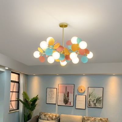 2022 New Chandelier Lighting For Living Room Childrens Bedroom Nursery Loft Home Decor Milky White Glass Ball Led Ceiling Lamp