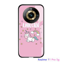 เคสโทรศัพท์ Realme 11 Pro 5G Realme 11 Pro + 5G น่ารักสำหรับผู้หญิงลายการ์ตูนสำหรับเด็กผู้หญิงสีชมพูลายยูนิคอร์นเคสกันกระแทกปลอกอ่อนกระจกนิรภัยมันวาว