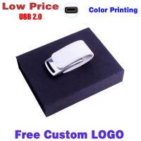 Black Paper Box Leather USB Flash Drive 64GB Free LOGO Pen Drives 32GB Wedding Photography Memory Stick U Disk 18GB 8GB 4GB