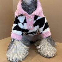 Plaid Hoodie Velvet Dog Pet Clothing Sweatshirt Dogs Clothes Cat Small Warm Print Cute Autumn Winter Pink Fashion Boy Yorkshire