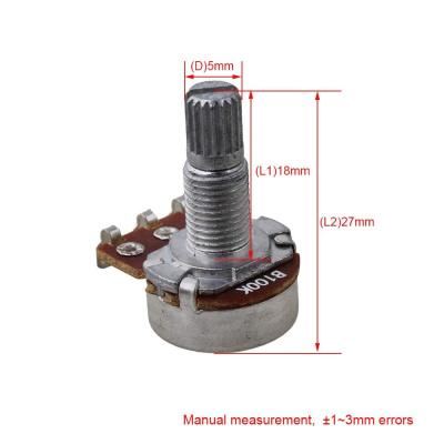 10pcs A10k A100K A250K A500k B100K B250K B500K 3Pin 18mm Shaft Amplifier Dual Stereo Potentiometer