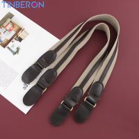 สายกระเป๋าหนัง TINBERON เข็มขัดรัดข้อมือทำจากผ้าใบสีน้ำตาลสายหนังที่จับอะไหล่กระเป๋าเย็บด้วยมืออุปกรณ์กระเป๋า DIY สายประดับกระเป๋าถือ