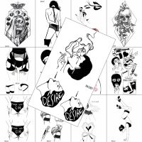 Sexy Black Desire Temporary Tattoos Smoking Sticker For Adults Waterproof Tattoo Paper Fake Creative Body Art Chest Waist Tatoos