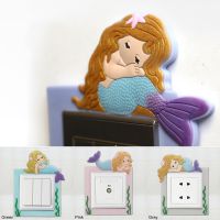 ZZOOI Cute Cartoon 3D Wall Silicon on Switch Stickers Children Luminous Switch Light Mermaid Pattern Home Decoration