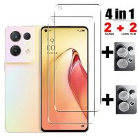 [Electronic film] 4in1กระจกนิรภัยสำหรับ Oppo Reno 6 5กรัม5 Lite เต็มฝาครอบป้องกันหน้าจอเลนส์ฟิล์ม7Z 7 4กรัม8 Pro