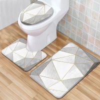 3PCS Marble Floor Mat Non-Slip Bath Rugs Hallway Front Door Mats Bathroom Carpet Toilet Seat Cover Absorbent Foot Pad Home Decor