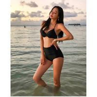 2pcs Women Split Gathered Bikini High Waist y Swimsuits