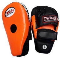 Twins  Special focus mitts PML-21 Orange-Black for Training Muay Thai MMA K1 เป้ามือทวินส์ สเปเชี่ยล แบบโค้ง สีส้ม ดำ หนังแท้ สำหรับเทรนเนอร์ ในการฝึกซ้อมนักมวย