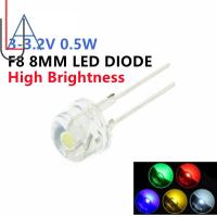 10PCS 8MM White Blue Green Red Yellow LED Super Bright Straw Hat Light Emitting Diode Highlighted White F8 0.5W Astigmatism Electrical Circuitry Parts