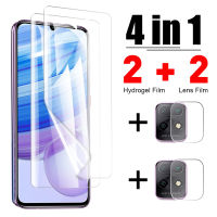 4in1 Hydrogel ฟิล์มสำหรับ Xiaomi Redmi หมายเหตุ 10 Pro 9 8 Pro 10S 9S 8T เลนส์กล้องป้องกันหน้าจอสำหรับ Redmi 9 9T 9A 9C NFC ฟิล์ม-Aluere