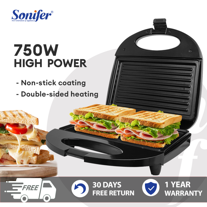 Sonifer Electric Panini Press Grill and Gourmet Sandwich Maker w Non