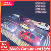 5Pcs Model Car with Lamp Miniature Vehicle 12V Railway Train Layout Landscape HO/N Scale Toy GIfts 1:75 1:87 1:100 1:150 1:200