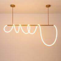 Nordic Hose Led Pendant Lights Dimmable Gold Minimalist Decor for Over The Table Kitchen Dining Room Bar Hanging Lamp Lusters