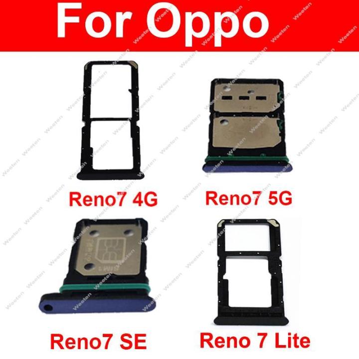 ถาดซิมการ์ดสําหรับ-oppo-reno-7-7lite-7se-4g-5g-dual-sim-card-tray-slot-sd-card-reader-holder-ซ็อกเก็ตอะไหล่