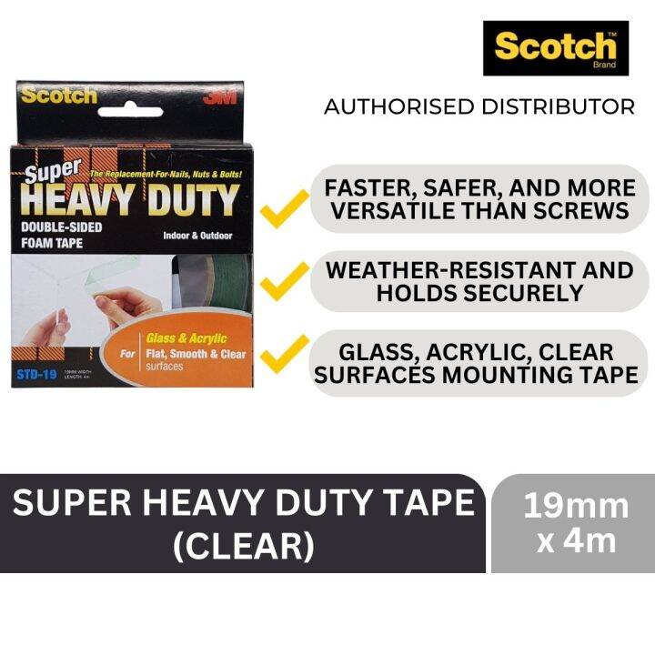 3M Scotch Super Heavy Duty Tape for Glass & Acrylic Flat, Smooth