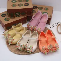 【ready stock】2022MelissaˉChildrens Shoes Fragrant Shoes Baotou Childrens Velcro Open Toe Summer Bow Sandals Women