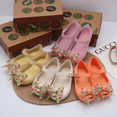 【Free Shipping】2023MelissaˉChildrens Shoes Fragrant Shoes Baotou Childrens Velcro Open Toe Summer Bow Sandals Women
