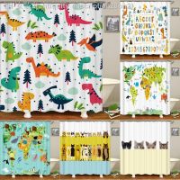 【CW】♚✽  Cartoon dinosaur shower curtain  kids bathroom curtains waterproof Polyester Decoration With Hooks