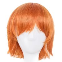 Orange Wig Fei-Show Synthetic Heat Resistant Fiber Short Wavy Hair Costume Cartoon Cos-play Ladies Hairpiece for Salon Party Wig  Hair Extensions Pad