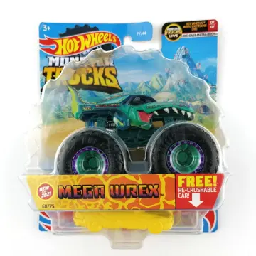 Hot Wheels Monster Trucks Mega Wrex, [1:64 Scale] Plus Re-Crushable 68/75 