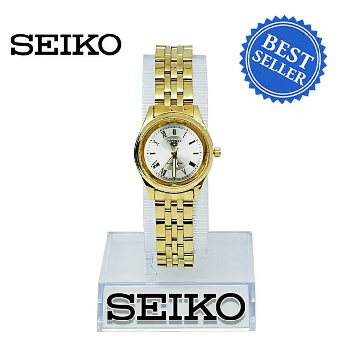 Seiko 5 Quartz Roman Numeral Gold Silver Dial Watch for Women (SALE) |  Lazada PH