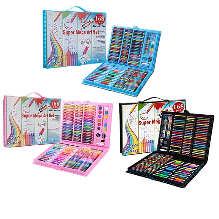 HappyDeals Super Mega Kid's ART Coloring Set  168 Pcs Super Mega Kid's ART Coloring  Set 168 Pcs Children Drawing Set Water Color Pen Crayon Oil Pastel Painting  Drawing Tool Art supplies