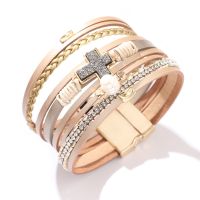 [COD] 2021 new womens cross braided multi-layer diamond-encrusted buckle bracelet style factory direct wholesale