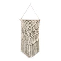 Macrame Wall Hanging Woven Tapestry Wall Decor Boho Chic Home Decoration for Apartment Bedroom - Wood Stick Include