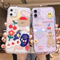 เคส iphone เคสไอโฟน เปลือกนิ่ม ภาพการ์ตูน Iphone 11 case Iphone 11 pro max case Iphone 8 plus case Iphone 7 plus case TPU silicone mobile Red hat Bear and Love Bear for iPhone11/11Pro 11pro Max X XR XS XS MAX 6 7 8 plus SE