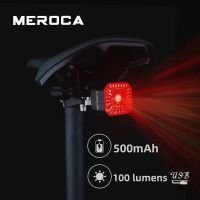 MEROCA 500MAH ไฟท้ายจักรยาน USB ชาร์จความสว่างสูง100 Lumens ไฟเตือน MTB Road Bike Light