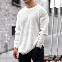 Mens Casual O-Neck Solid Sweater Autumn Winter Fashion Knitted Pullover Tops For Men 2021 Harajuku Long Sleeve Jumper Streetwear