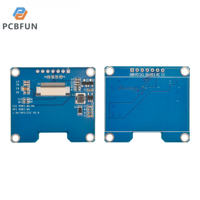 pcbfun 1.51นิ้ว3.3V ปลั๊กอินจอแสดงผล OLED โปร่งใสความละเอียด SSD1309 24pin 128*64บอร์ดอะแดปเตอร์สีฟ้า