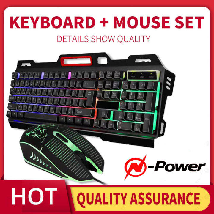 [In Stock] N-Power Keyboard And Mouse Set CMK198 Colorful Backlight ...