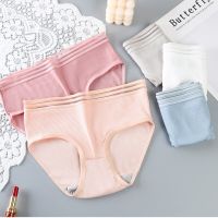 2pcs/set Popular Female Brief Mid-waist Lace Hollow Lady Underwear Sexy Threaded Underpants Cotton Cloth Trend Women Simple Panties