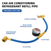 3 Pcs รถสารทำความเย็นสายชาร์จเครื่องปรับอากาศ Refrigerant Recharge Hose พร้อม Gauge (R134A)