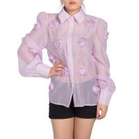 SHU APPAREL LONG SLEEVE RUFFLE BLOUSE #4 - VIOLET