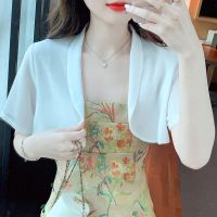 ✽ 2022 thin cape coat woman fairy brim ice silk joker Ivented bask2022 small suit Shawl Jacket Female Super Western Style All-Match Short Sunscreen Cardigan 8.1