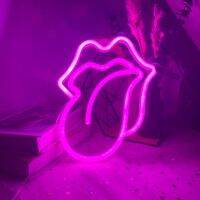 ❉ Mouth Lip Neon Light Sign LED Angel Wings Sexy Lips Lamp Decoration Table Room Shop Wall Party Gift USB Battery Case Powered