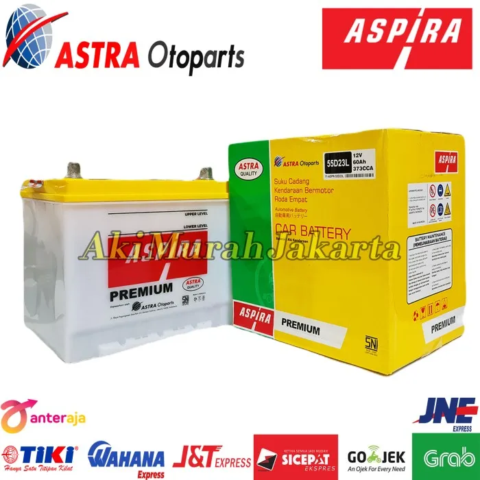 Aki Mobil KIA Sportage ASPIRA ASTRA 55D23L Aki Basah 12V / 60Ah
